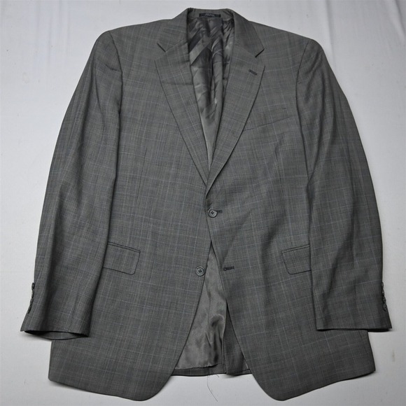 Hart Marx 46L Gray Glenn Check‎ Wool USA Made Mens Blazer Suit Jacket Sport Coat